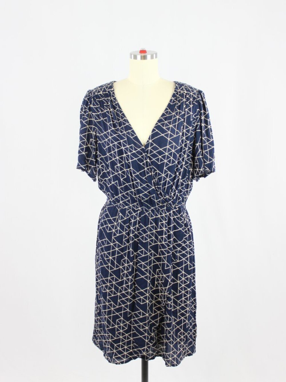 NWT VELVET BY GRAHAM & SPENCER Adelle Navy Beaded Viscose Wrap Dress, Size XS